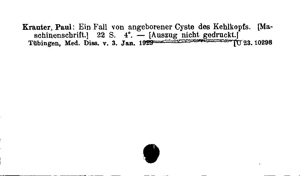 [Katalogkarte Dissertationenkatalog bis 1980]