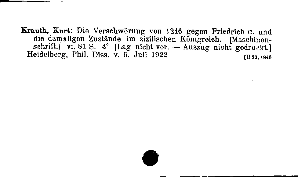[Katalogkarte Dissertationenkatalog bis 1980]