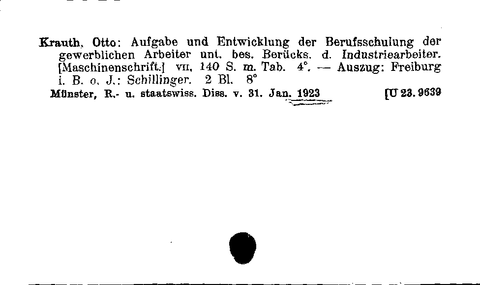 [Katalogkarte Dissertationenkatalog bis 1980]