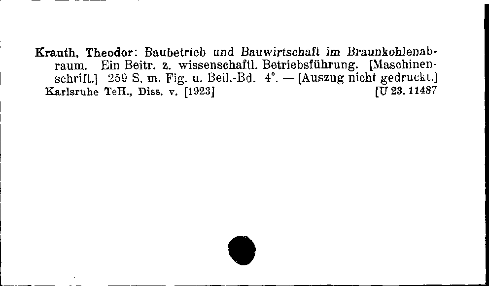[Katalogkarte Dissertationenkatalog bis 1980]