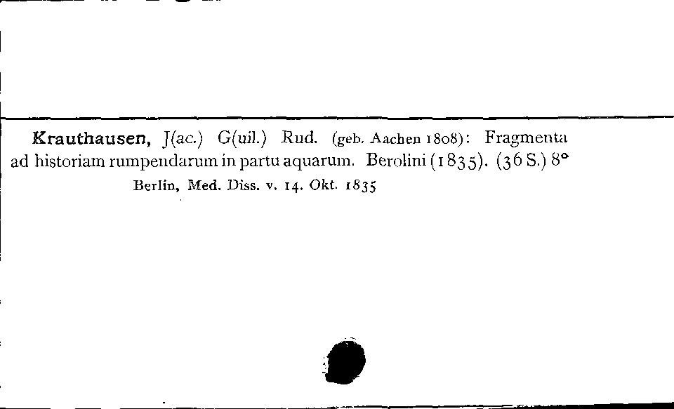 [Katalogkarte Dissertationenkatalog bis 1980]