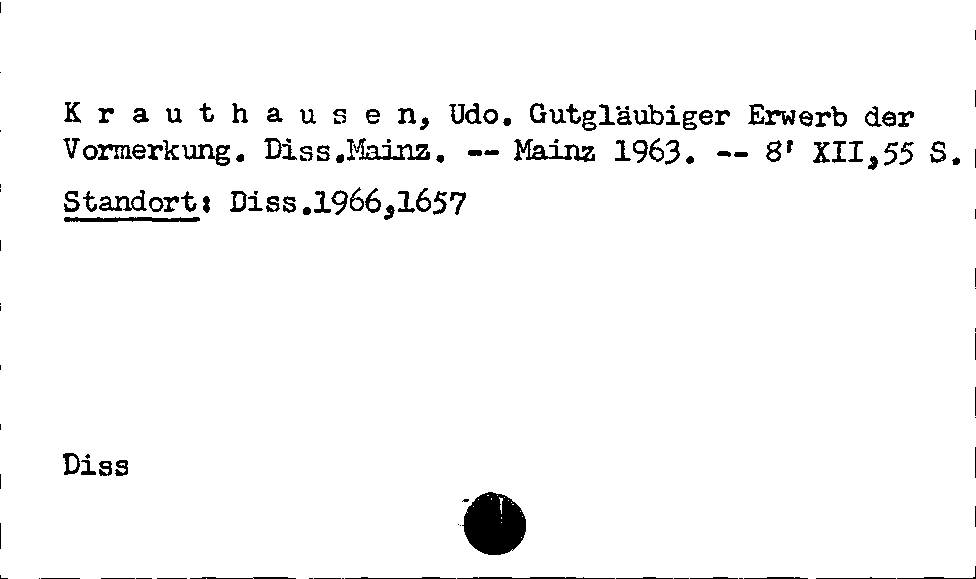 [Katalogkarte Dissertationenkatalog bis 1980]