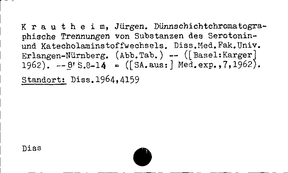 [Katalogkarte Dissertationenkatalog bis 1980]