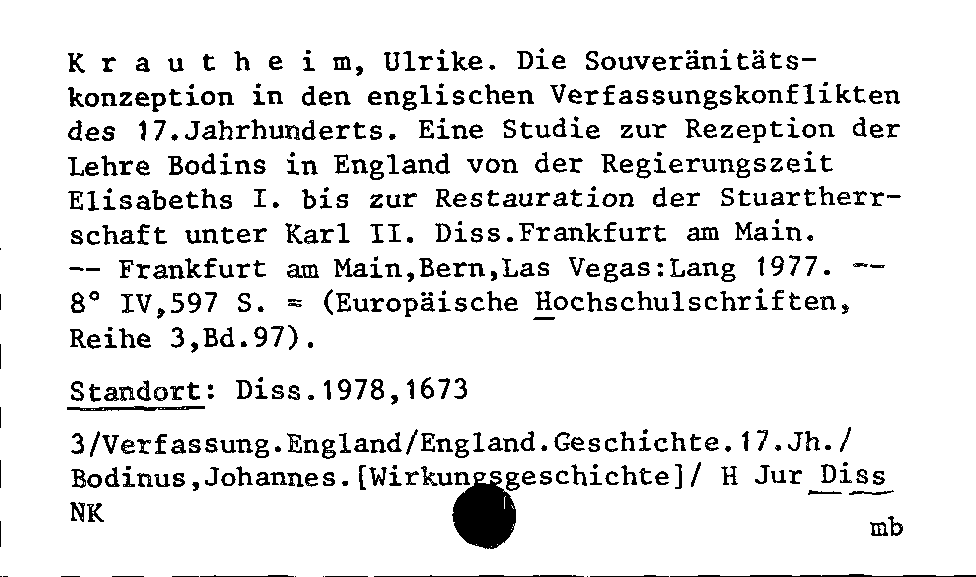 [Katalogkarte Dissertationenkatalog bis 1980]