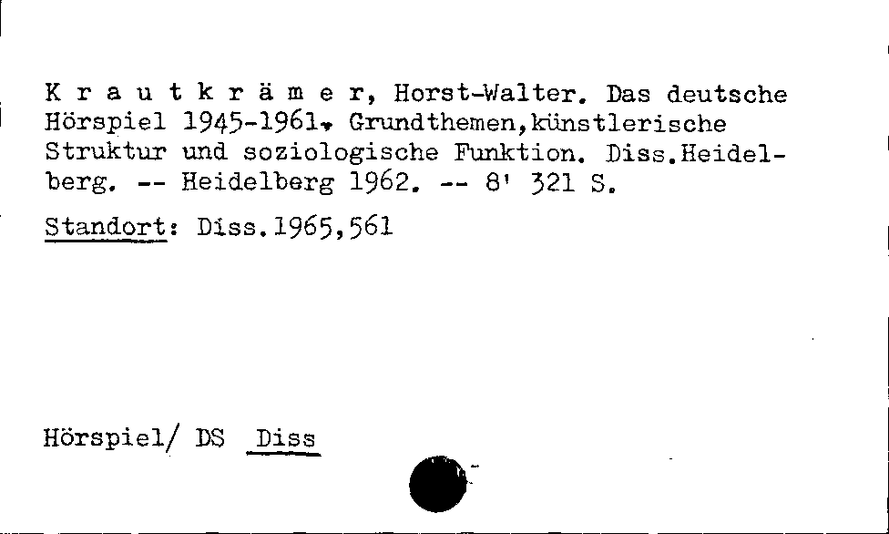 [Katalogkarte Dissertationenkatalog bis 1980]