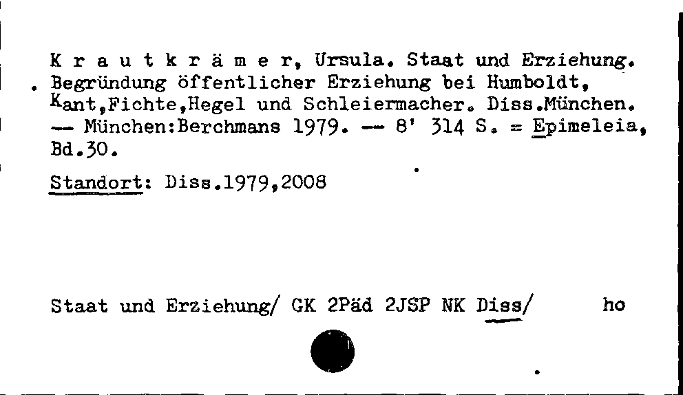 [Katalogkarte Dissertationenkatalog bis 1980]
