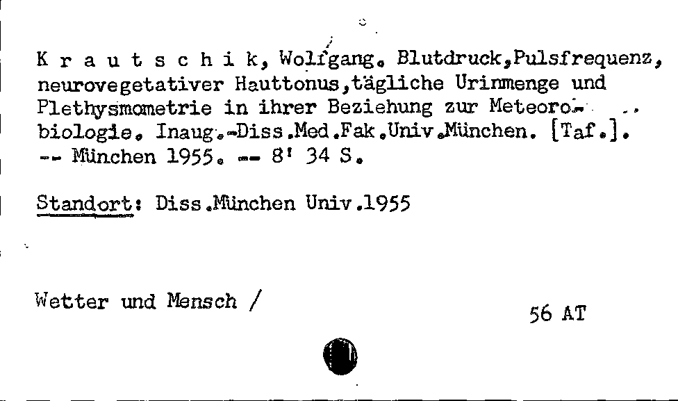 [Katalogkarte Dissertationenkatalog bis 1980]