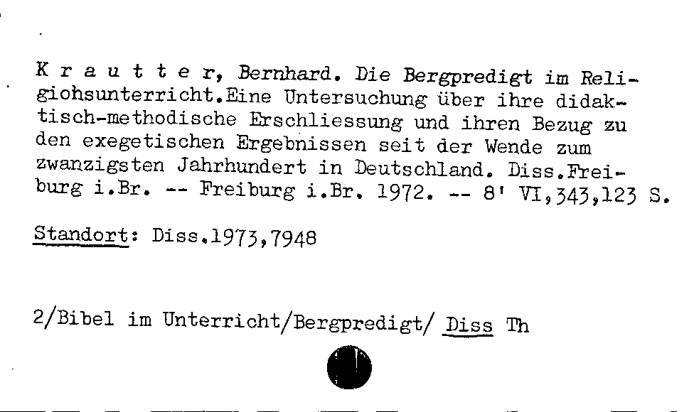 [Katalogkarte Dissertationenkatalog bis 1980]