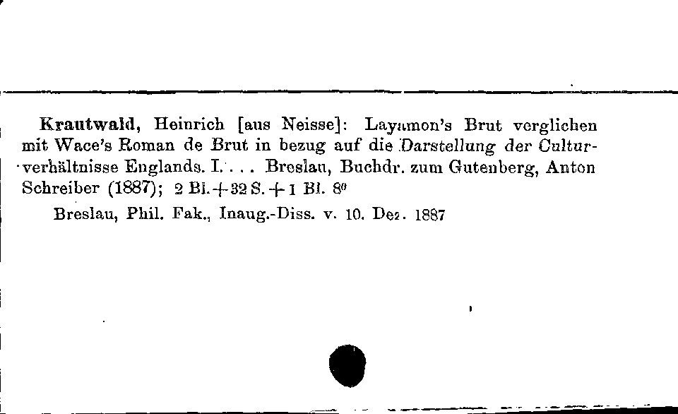 [Katalogkarte Dissertationenkatalog bis 1980]