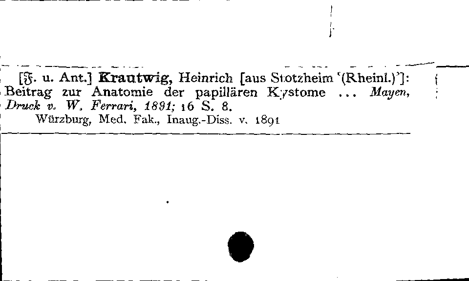 [Katalogkarte Dissertationenkatalog bis 1980]