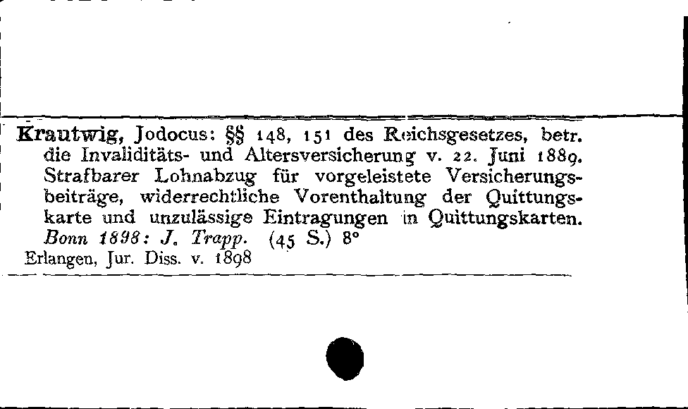 [Katalogkarte Dissertationenkatalog bis 1980]