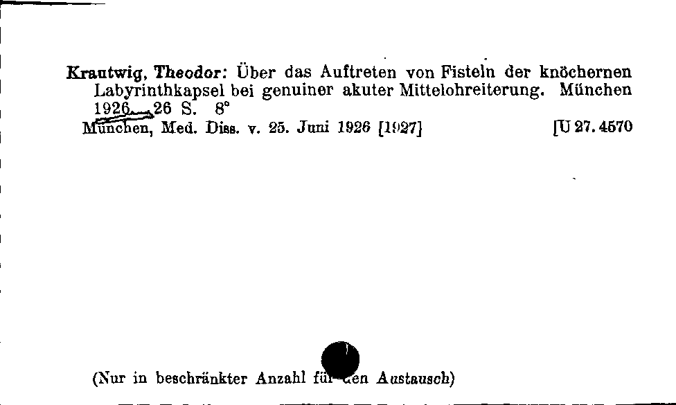 [Katalogkarte Dissertationenkatalog bis 1980]