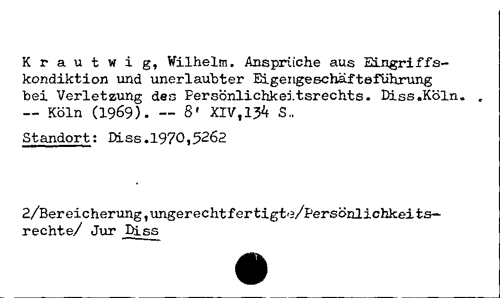 [Katalogkarte Dissertationenkatalog bis 1980]