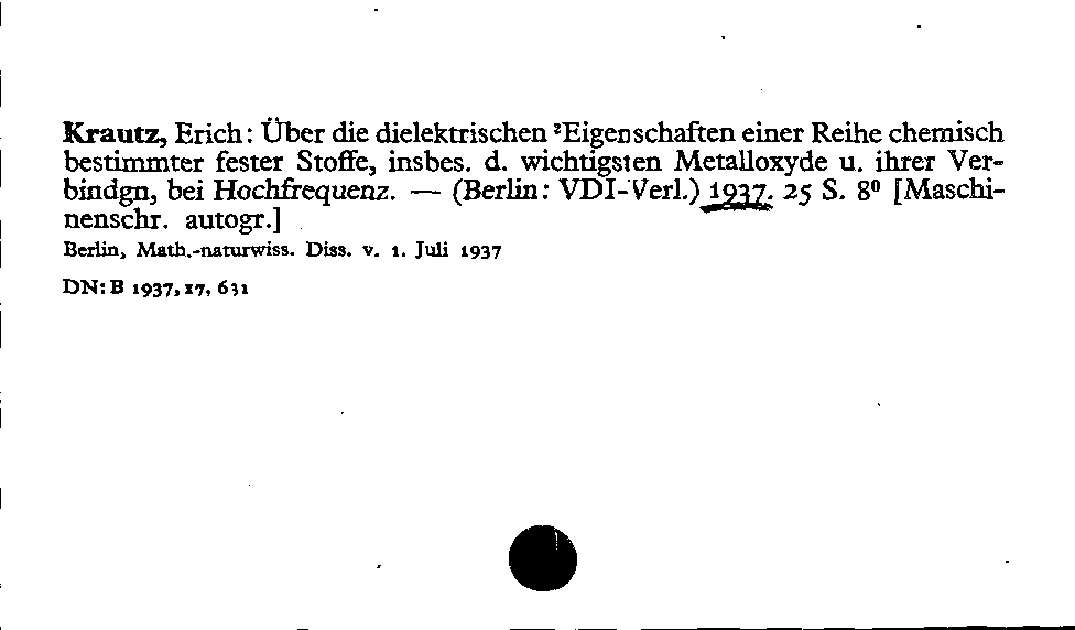 [Katalogkarte Dissertationenkatalog bis 1980]