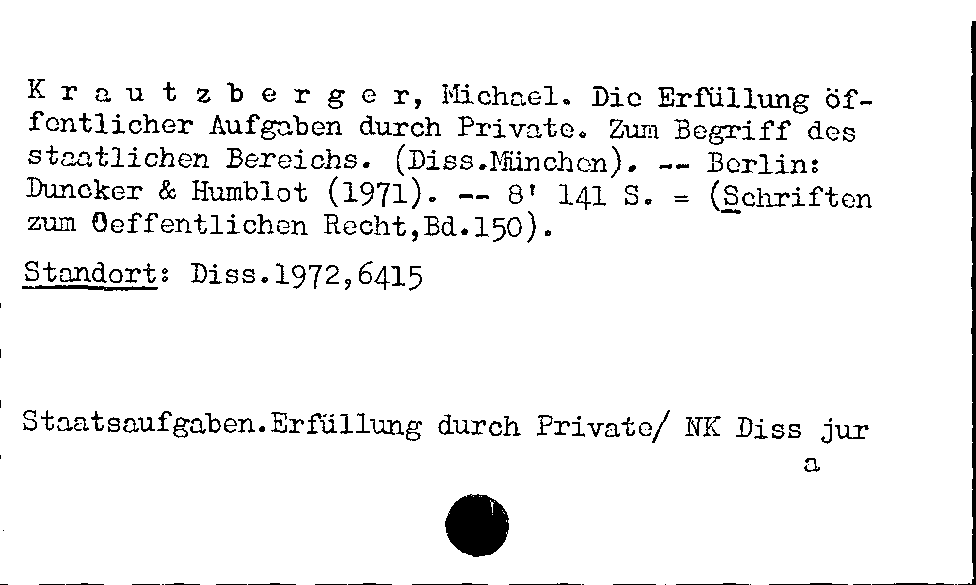 [Katalogkarte Dissertationenkatalog bis 1980]