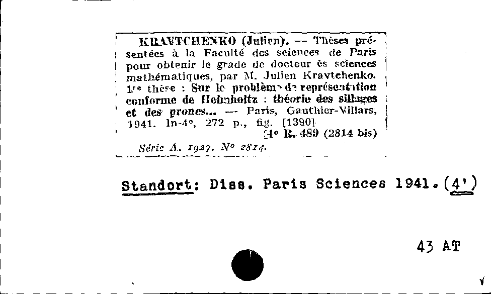 [Katalogkarte Dissertationenkatalog bis 1980]