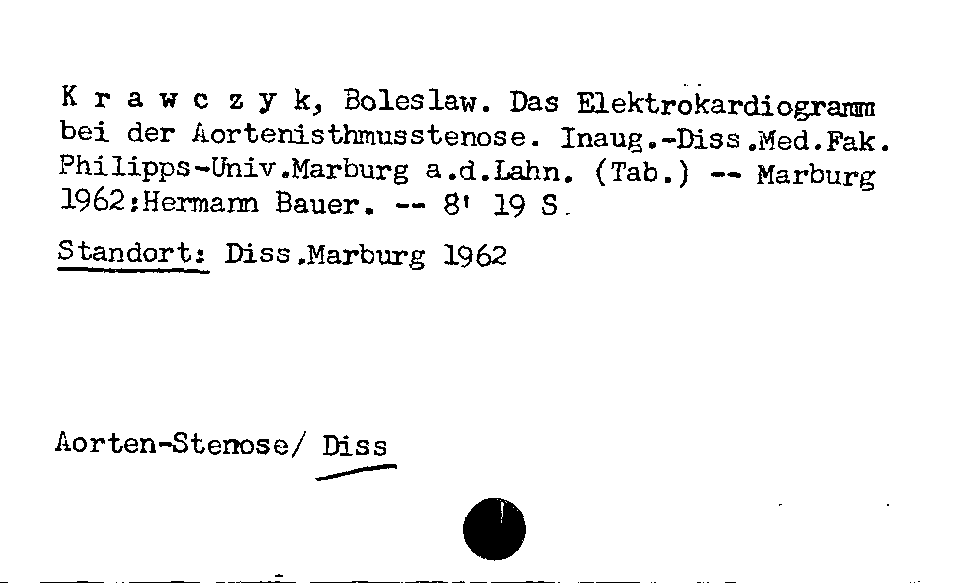[Katalogkarte Dissertationenkatalog bis 1980]
