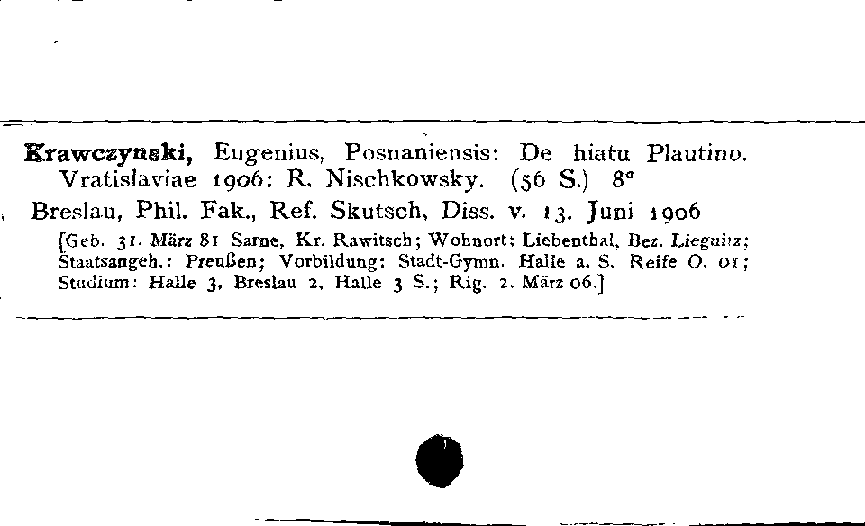 [Katalogkarte Dissertationenkatalog bis 1980]