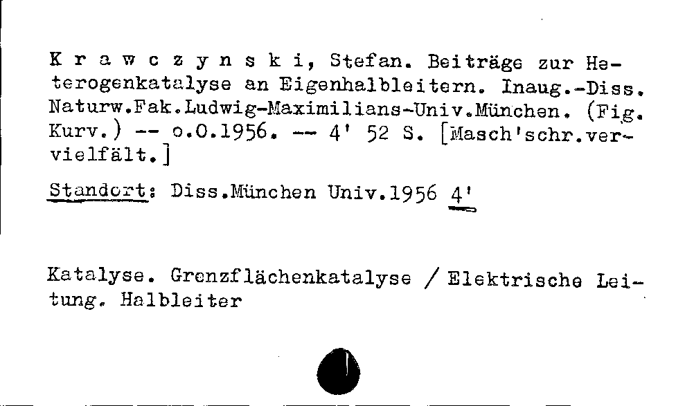 [Katalogkarte Dissertationenkatalog bis 1980]