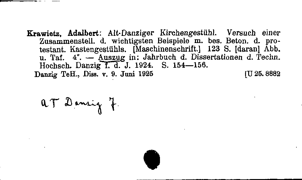 [Katalogkarte Dissertationenkatalog bis 1980]