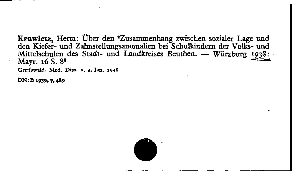 [Katalogkarte Dissertationenkatalog bis 1980]