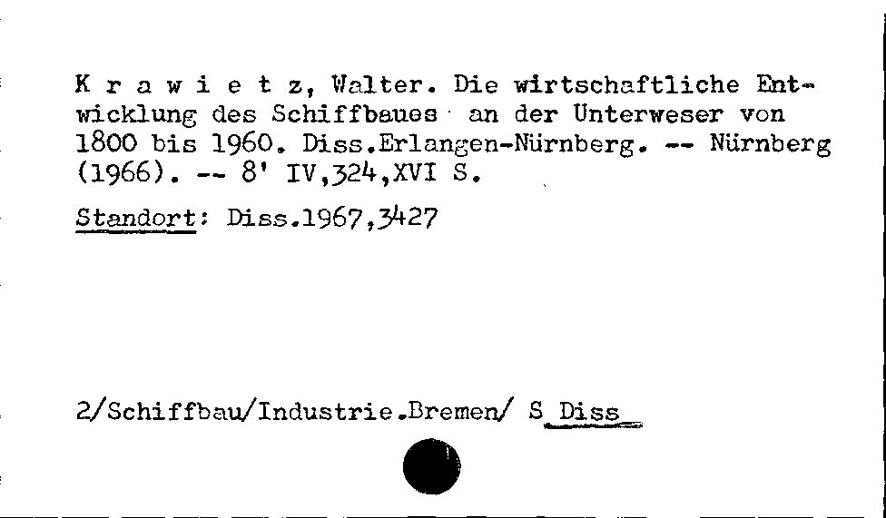 [Katalogkarte Dissertationenkatalog bis 1980]
