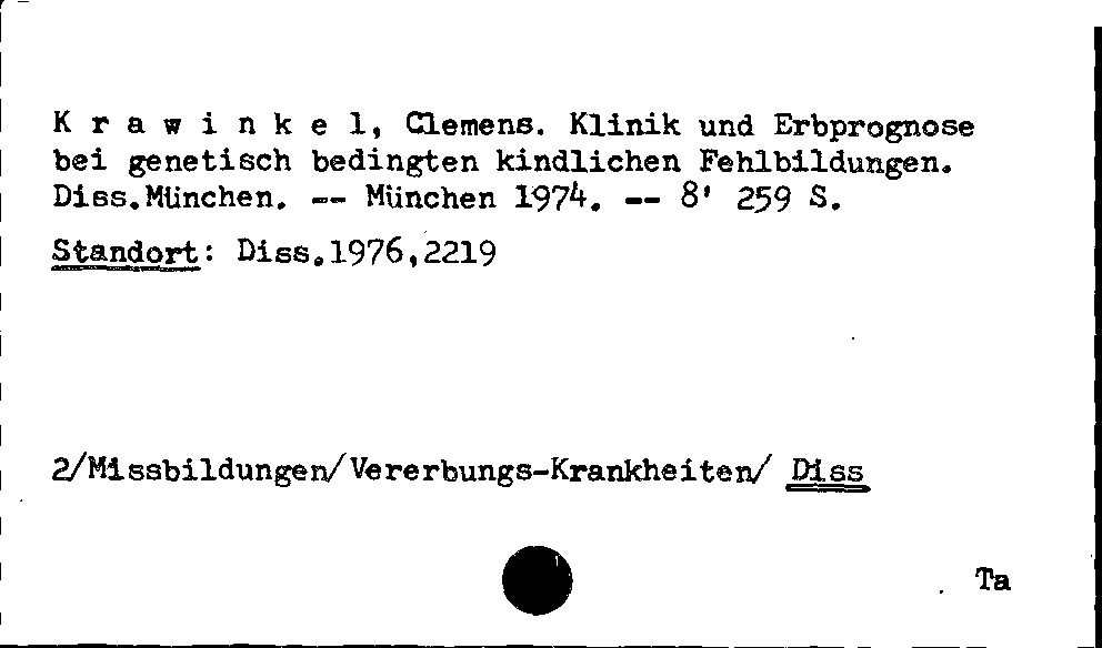 [Katalogkarte Dissertationenkatalog bis 1980]