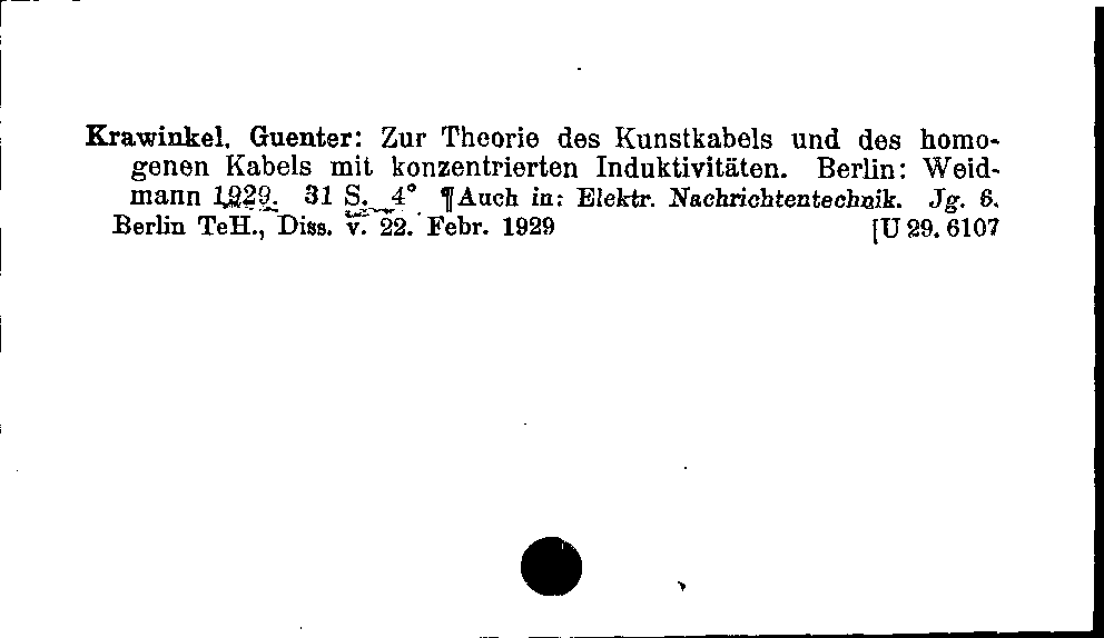 [Katalogkarte Dissertationenkatalog bis 1980]