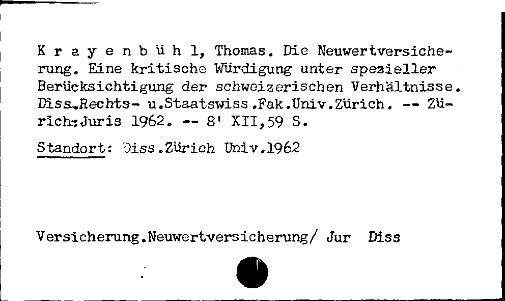 [Katalogkarte Dissertationenkatalog bis 1980]