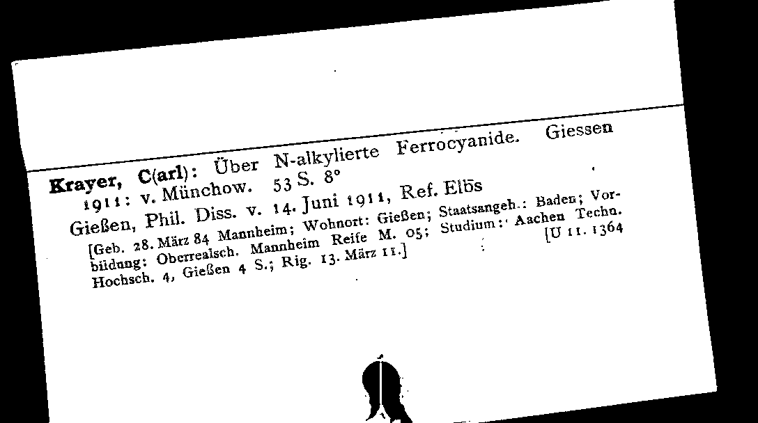 [Katalogkarte Dissertationenkatalog bis 1980]