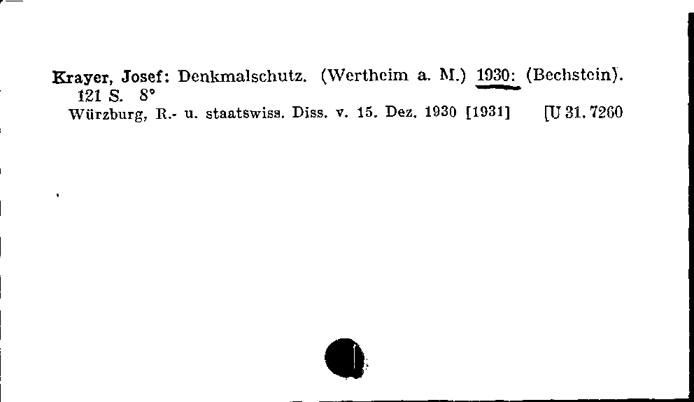 [Katalogkarte Dissertationenkatalog bis 1980]