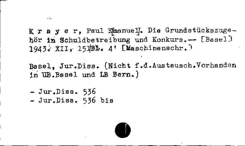[Katalogkarte Dissertationenkatalog bis 1980]