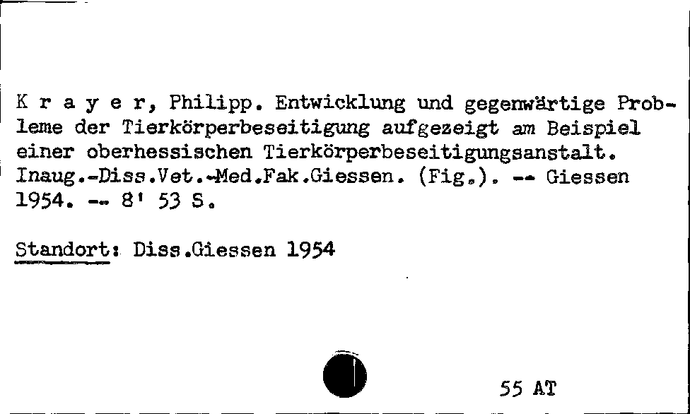 [Katalogkarte Dissertationenkatalog bis 1980]