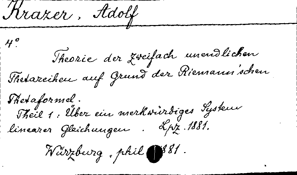 [Katalogkarte Dissertationenkatalog bis 1980]