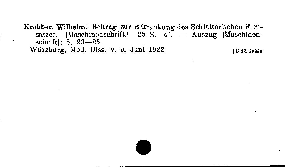 [Katalogkarte Dissertationenkatalog bis 1980]