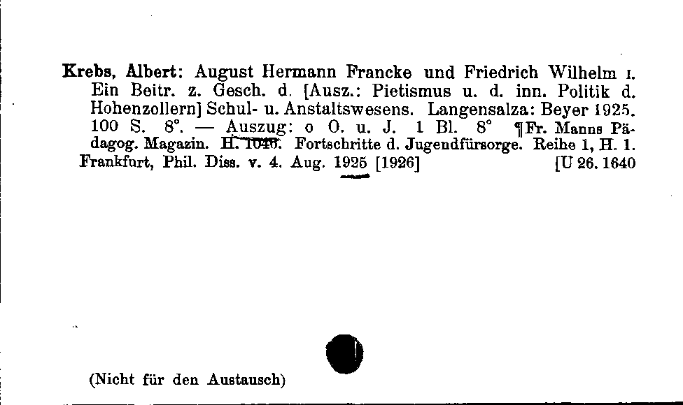 [Katalogkarte Dissertationenkatalog bis 1980]