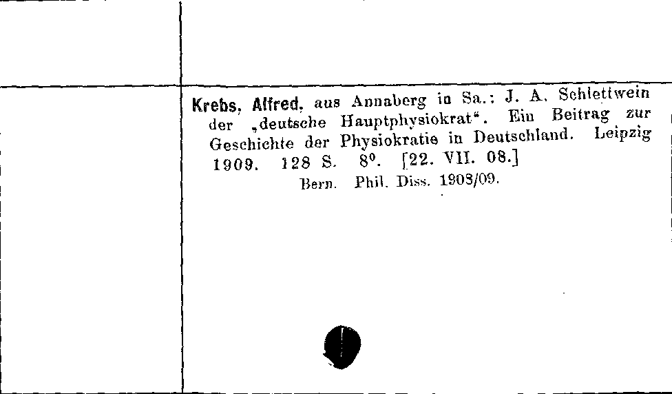 [Katalogkarte Dissertationenkatalog bis 1980]