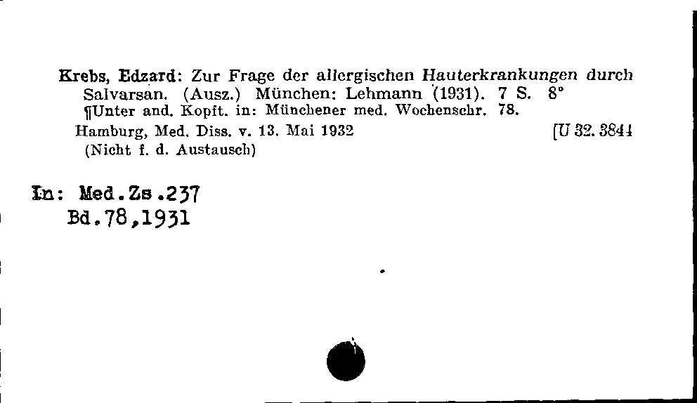 [Katalogkarte Dissertationenkatalog bis 1980]