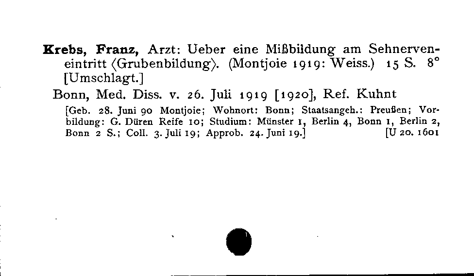 [Katalogkarte Dissertationenkatalog bis 1980]