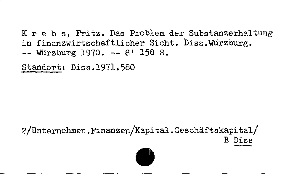 [Katalogkarte Dissertationenkatalog bis 1980]