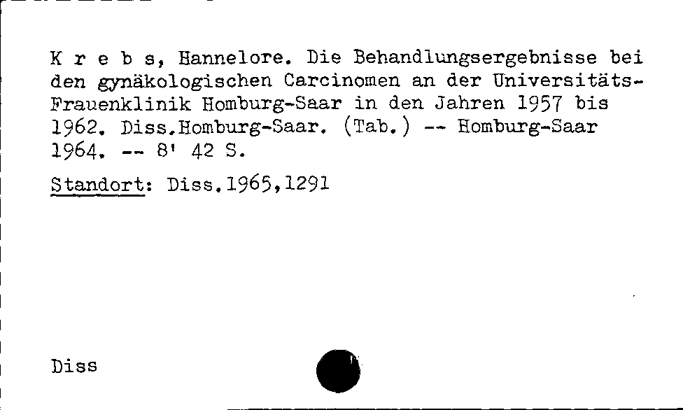 [Katalogkarte Dissertationenkatalog bis 1980]