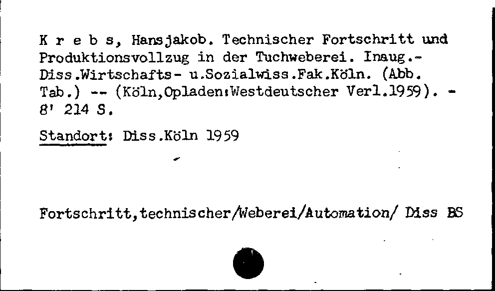 [Katalogkarte Dissertationenkatalog bis 1980]