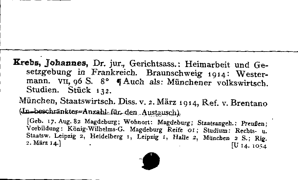 [Katalogkarte Dissertationenkatalog bis 1980]