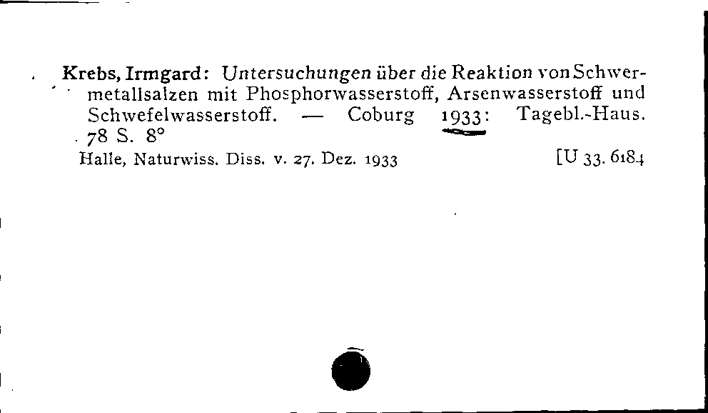 [Katalogkarte Dissertationenkatalog bis 1980]