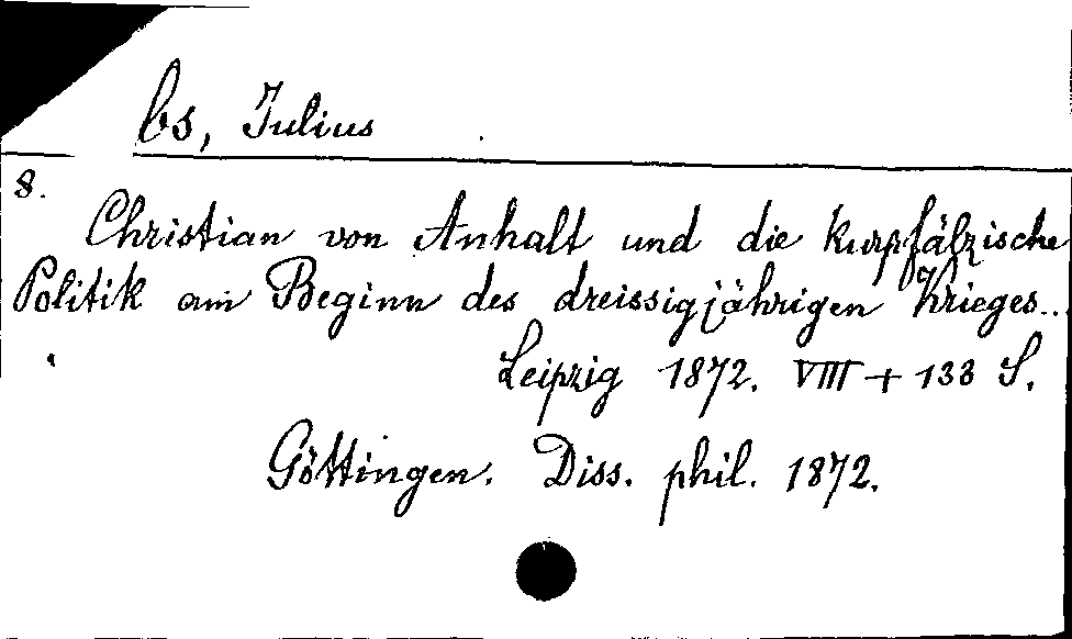 [Katalogkarte Dissertationenkatalog bis 1980]