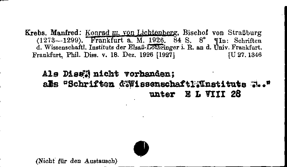 [Katalogkarte Dissertationenkatalog bis 1980]