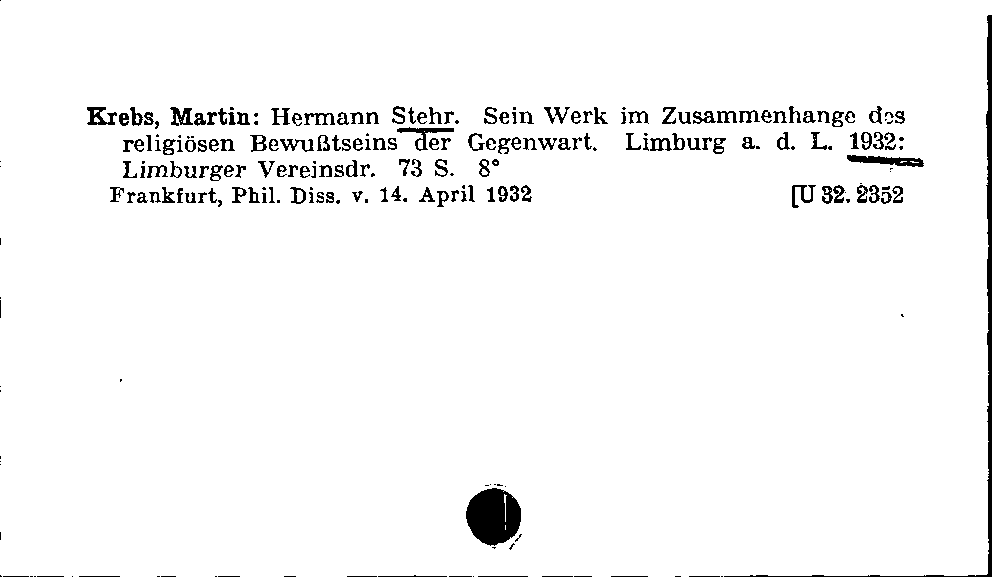 [Katalogkarte Dissertationenkatalog bis 1980]