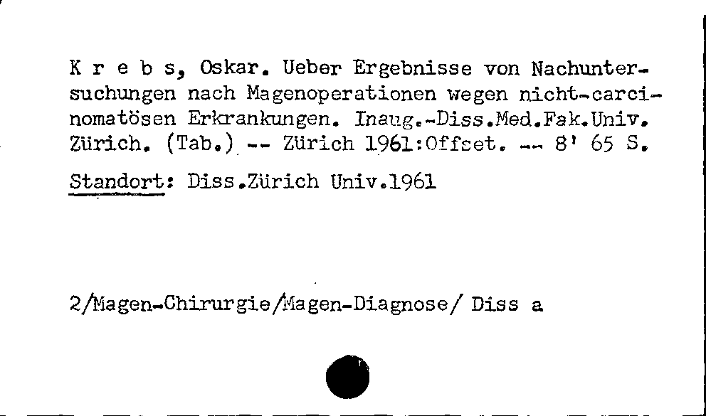 [Katalogkarte Dissertationenkatalog bis 1980]