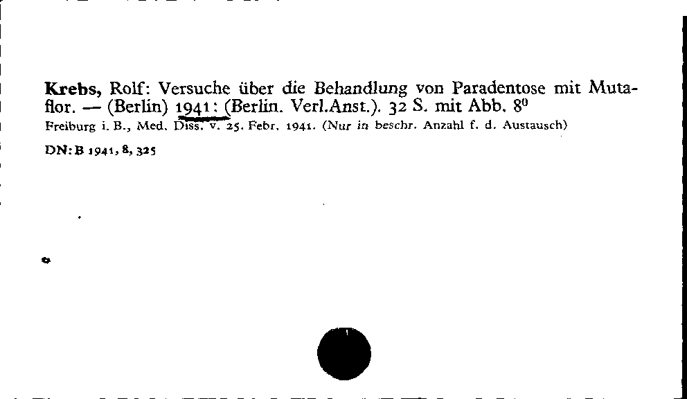 [Katalogkarte Dissertationenkatalog bis 1980]