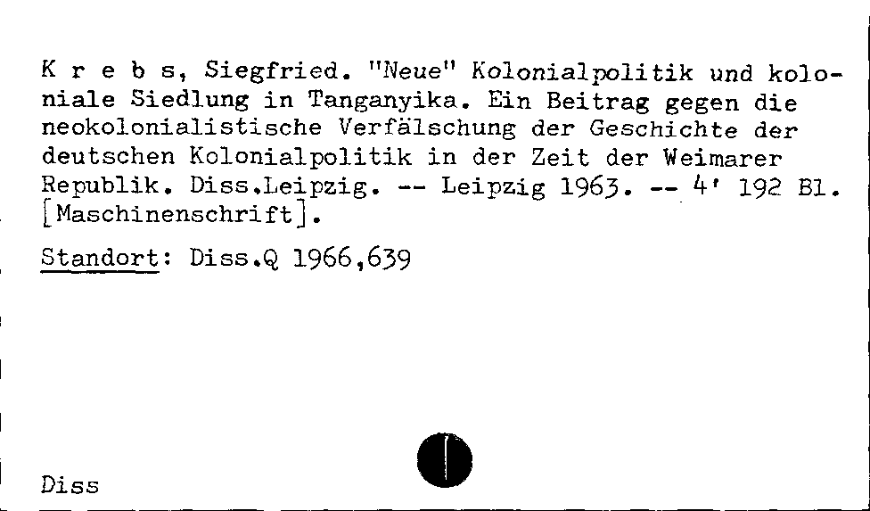 [Katalogkarte Dissertationenkatalog bis 1980]